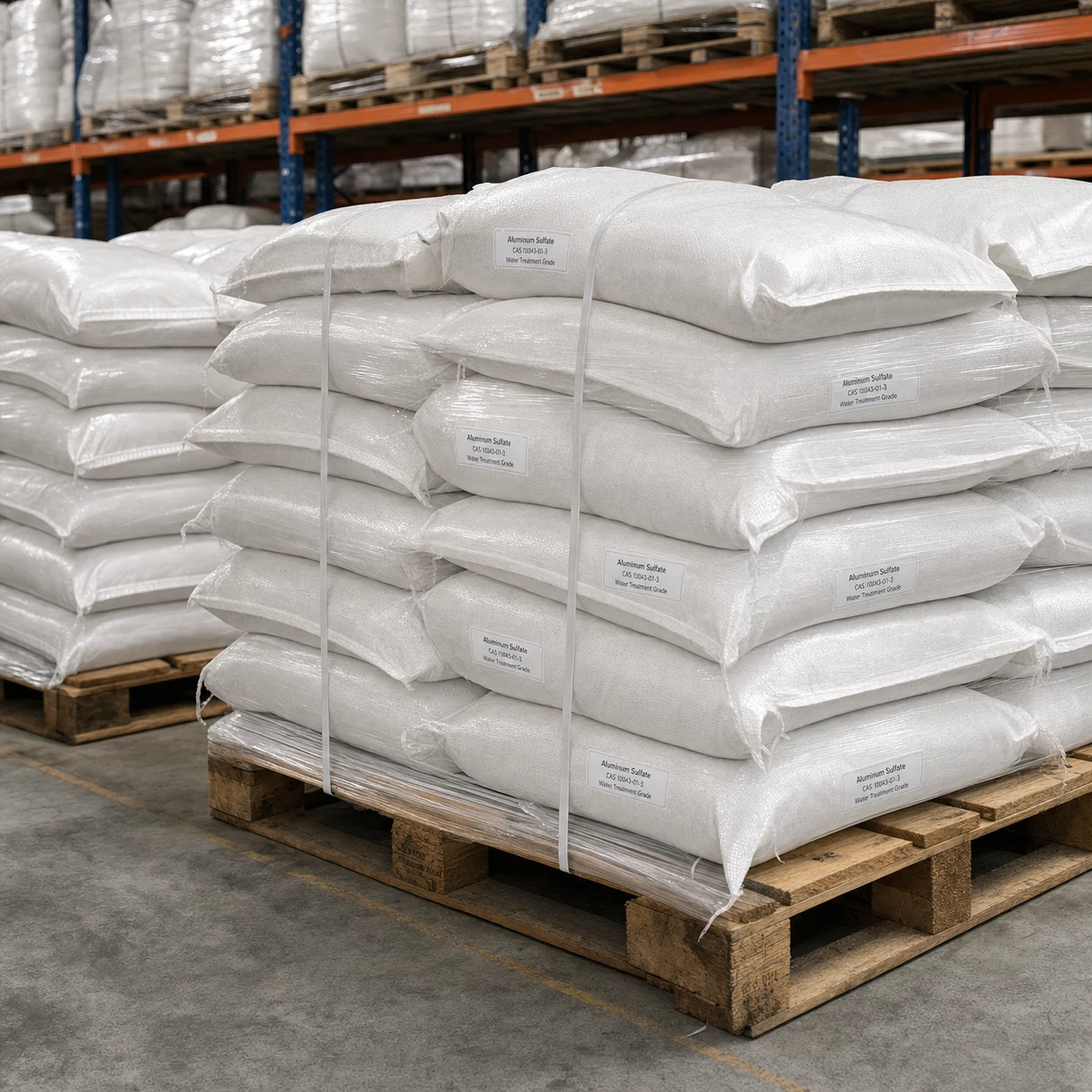 Aluminum Sulfate CAS 10043-01-3 water treatment grade white chemical bags in warehouse Aluminum Sulfate CAS 10043-01-3 water treatment grade water treatment and papermaking chemical from Xinchen