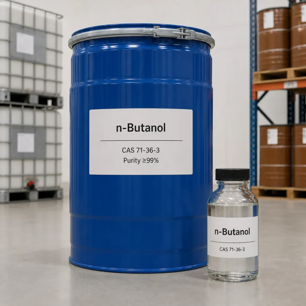 n-Butanol CAS 71-36-3 Applications and Industrial Use Cases n-Butanol CAS 71-36-3 99% min industrial alcohol solvent drum and sample bottle from Xinchen
