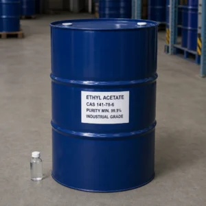 Hazardous Chemical Supplier from China Ethyl Acetate industrial grade in 200L steel drum, CAS 141-78-6, purity 99.9% min., supplied by Xinchen