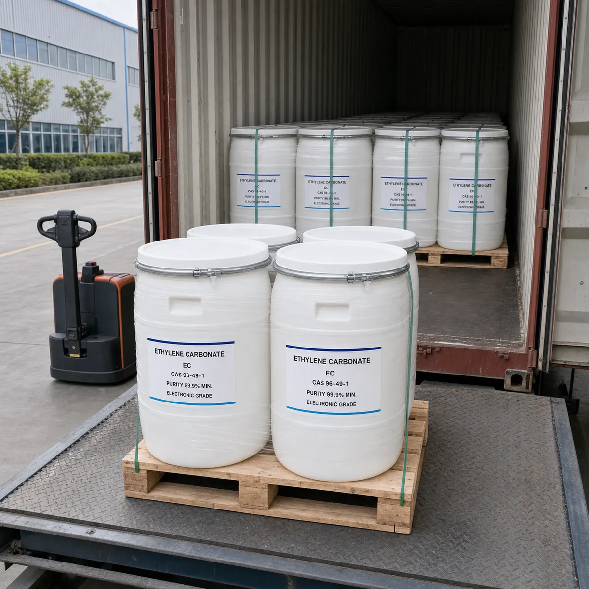 ethylene carbonate drum container loading ethylene carbonate drum container loading