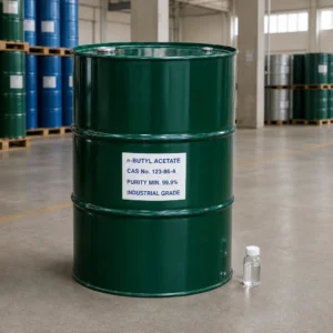 Hazardous Chemical Supplier from China n-Butyl Acetate industrial grade in a 200L steel drum, CAS 123-86-4, purity 99.9% min., supplied by Xinchen