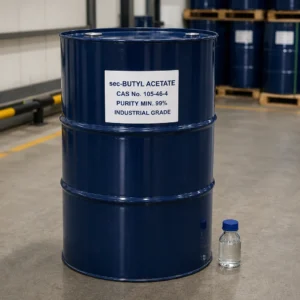 sec-Butyl Acetate industrial grade in a 200L steel drum, CAS 105-46-4, purity 99% min., supplied by Xinchen